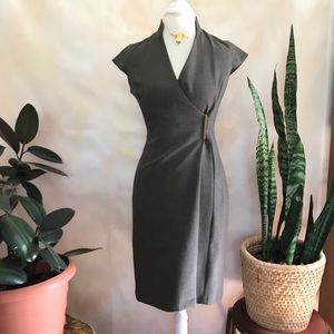 Calvin Klein Gray Midi Wrap Dress